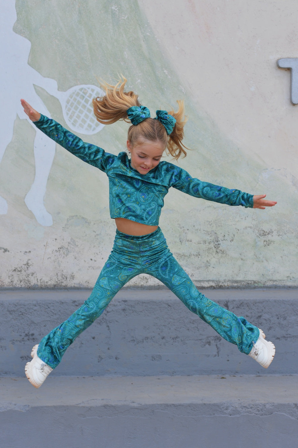 Aqua Paisley flare pants