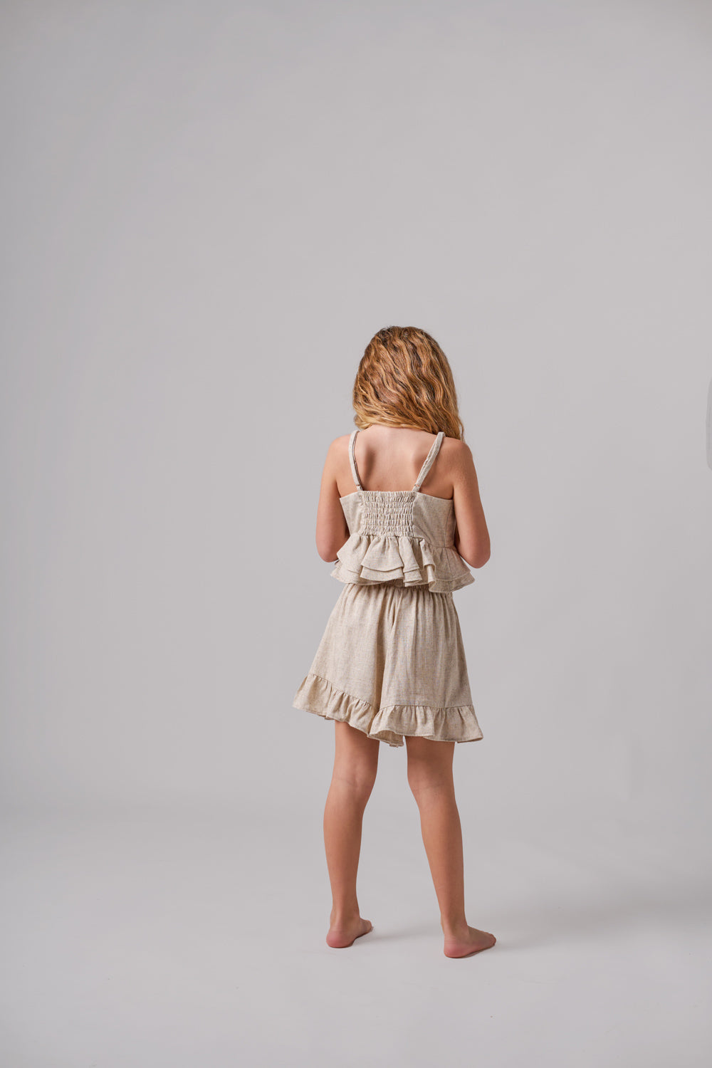 LUMINA RUFFLE SHORTS BEIGE