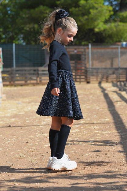 Shiny Black Denim skirt