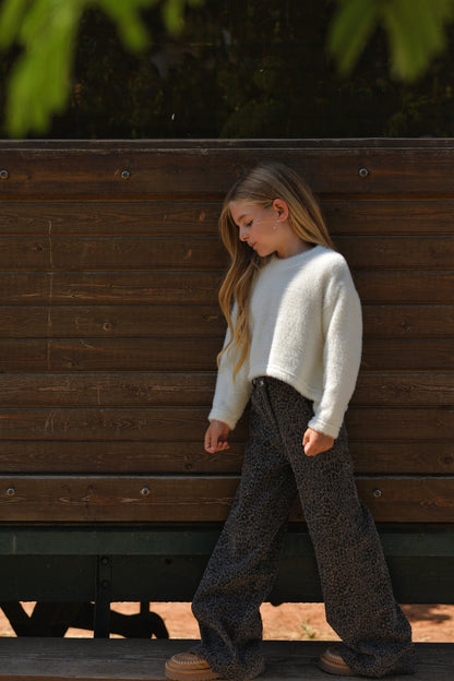 White Faux Fur Asymmetrical Top