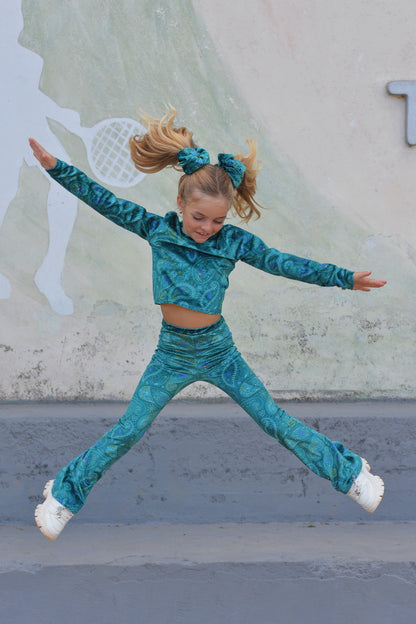 Aqua Paisley flare pants