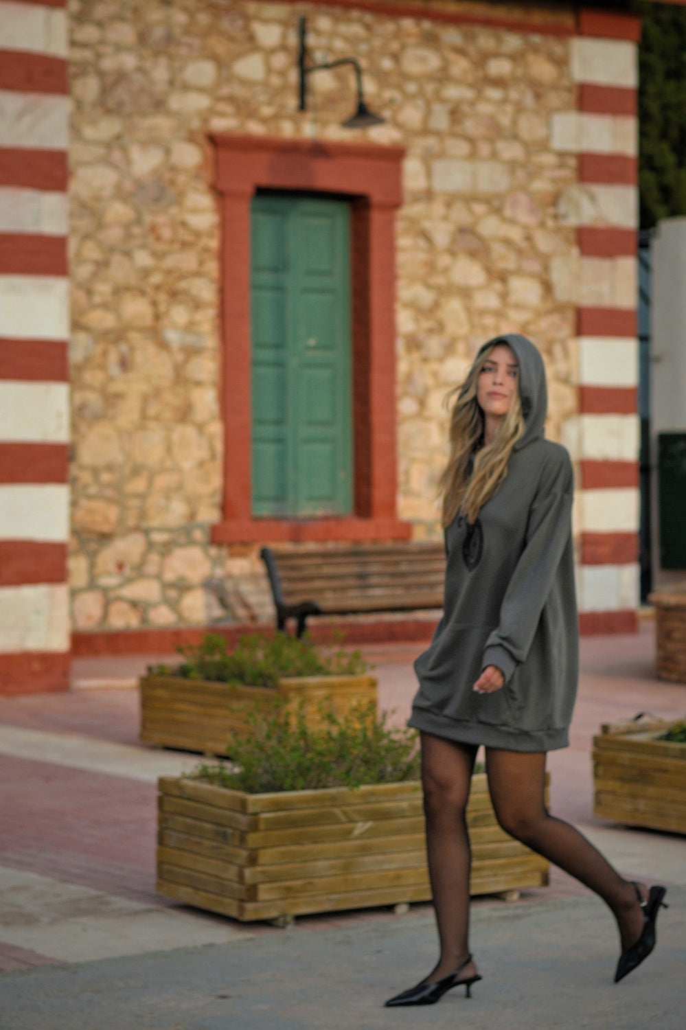 Women's Oversized Hoodie Khaki Paisley