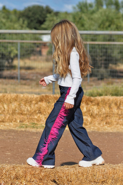 Feather blue jeans