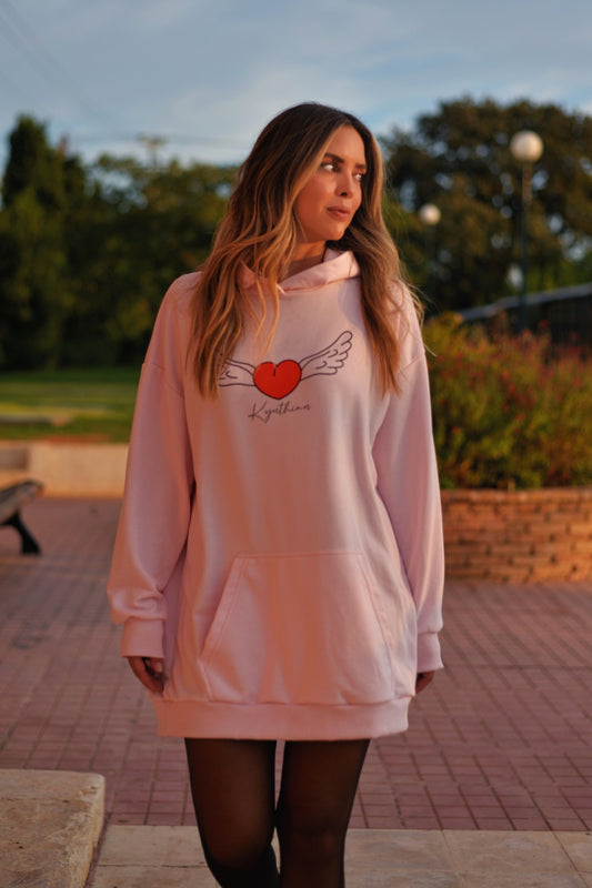 Women's Oversized Hoodie Pink Heart