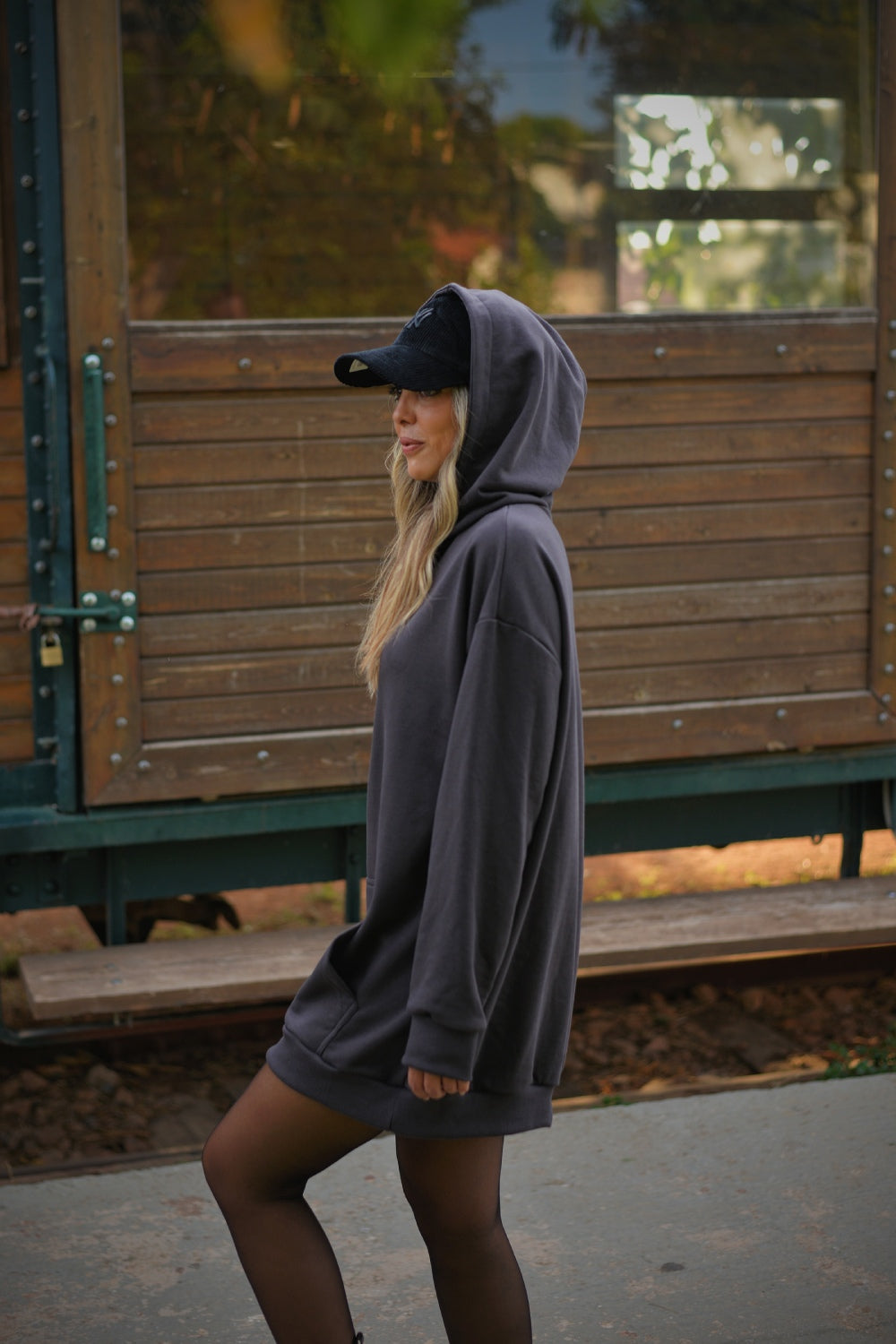 Women's Oversized Hoodie Grey Paisley