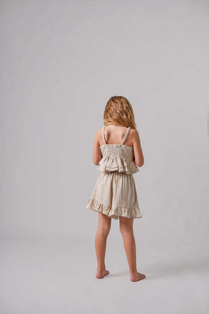 LUMINA RUFFLE TOP BEIGE