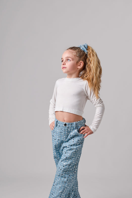 SPORTY CROP TOP LONG SLEEVE WHITE