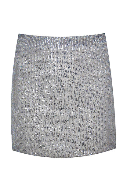 Silver mini skirt