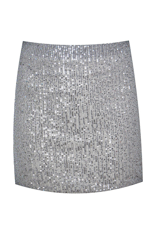 Silver mini skirt
