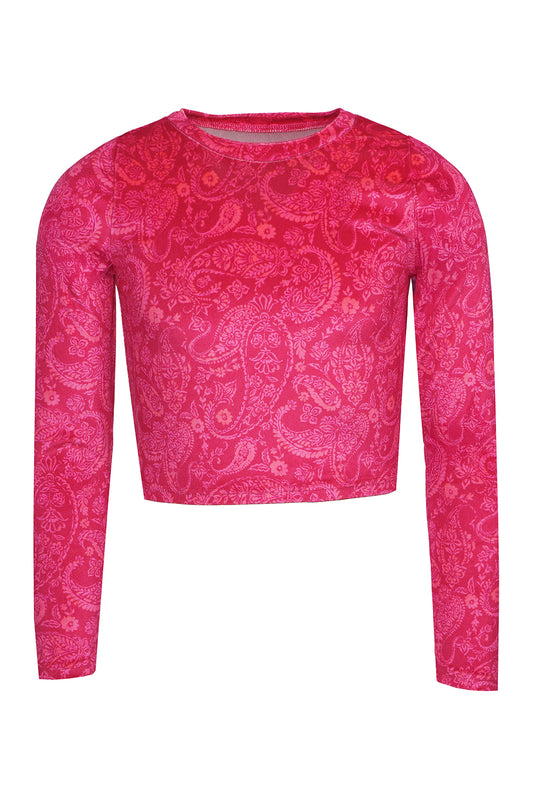 Magenta Paisley crop top