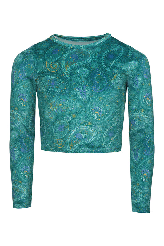 Aqua Paisley crop top