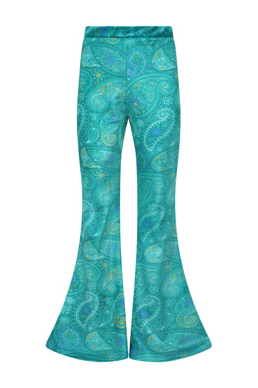 Aqua Paisley flare pants